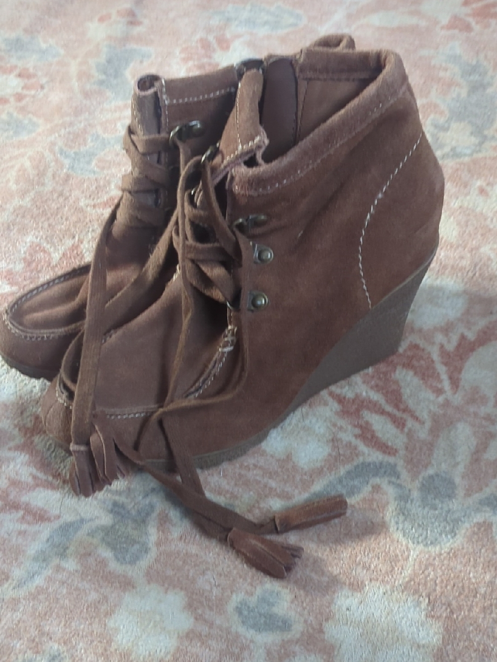 Women’s Brown Suede Wedge Ankle Boots
